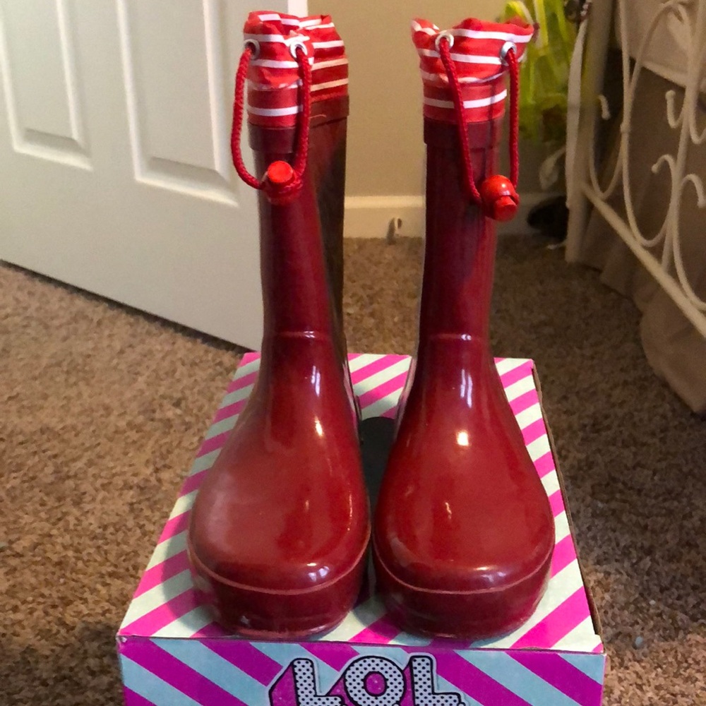 Girls Cat & Jack Red Rain Boots Size 11/12